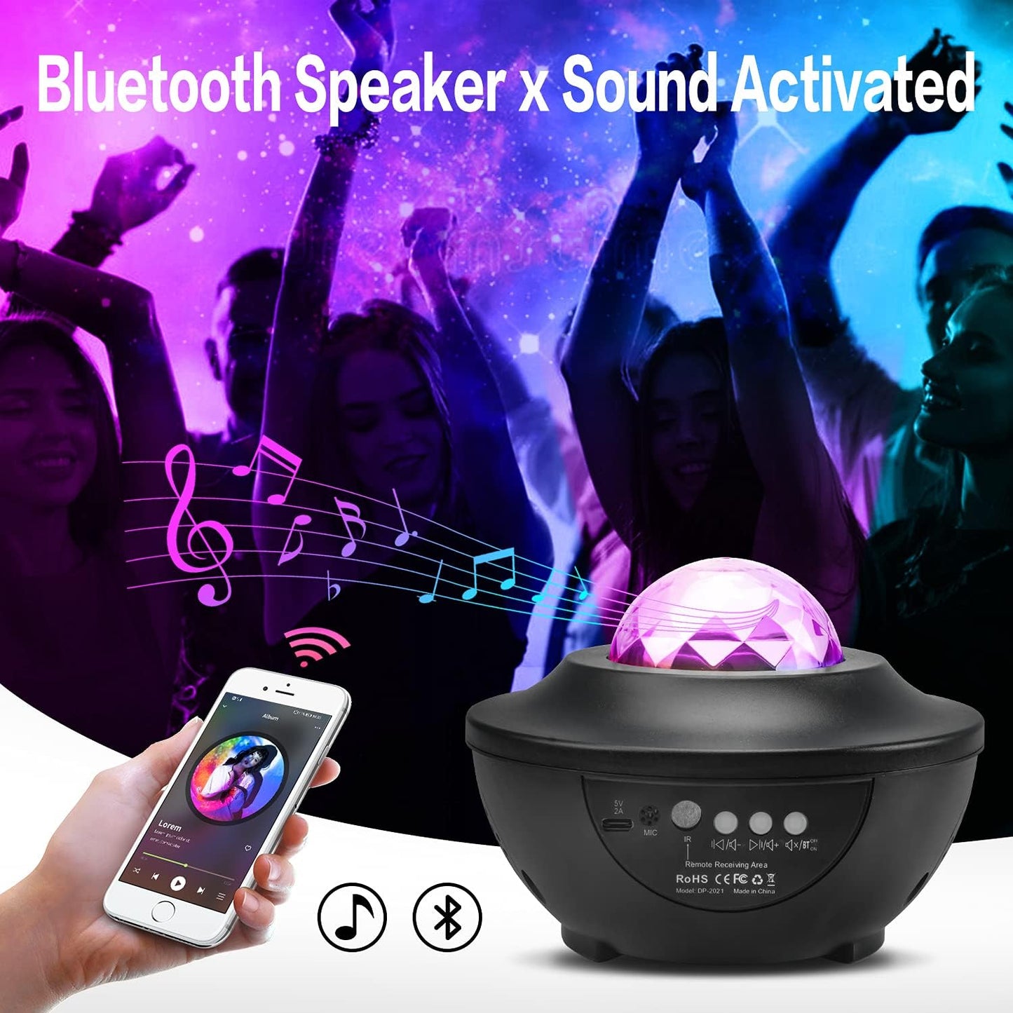 Galaxy Star Projector Lamp with LED Universe Effect & Speaker