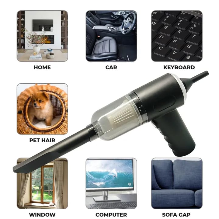 3-in-1 Portable Vacuum Cleaner, Duster & Air Blower | Wireless Handheld Cleaning for Car & Home