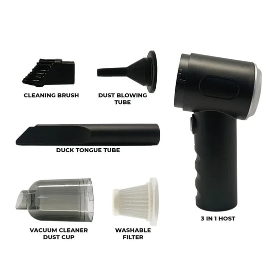3-in-1 Portable Vacuum Cleaner, Duster & Air Blower | Wireless Handheld Cleaning for Car & Home